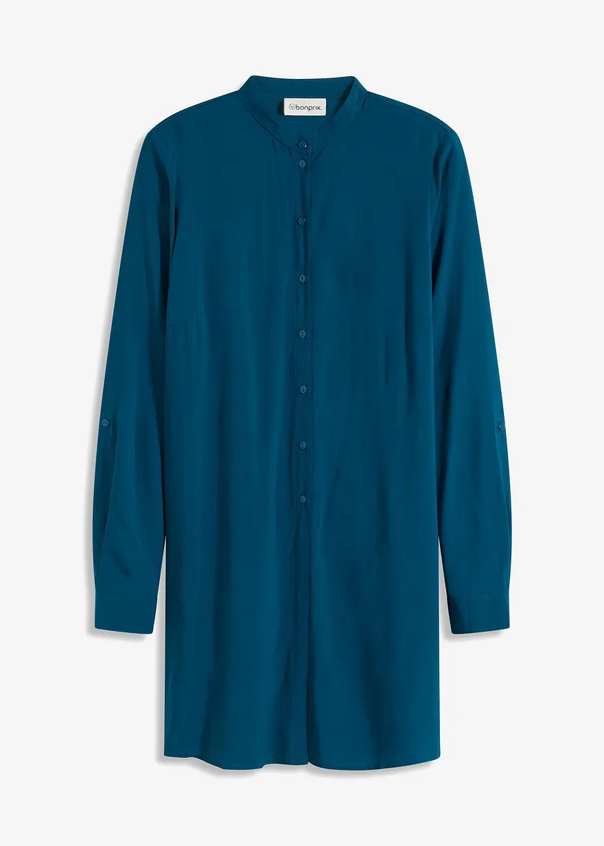 bonprix Stylische Longbluse mit Schlitzen - petrol - Damen