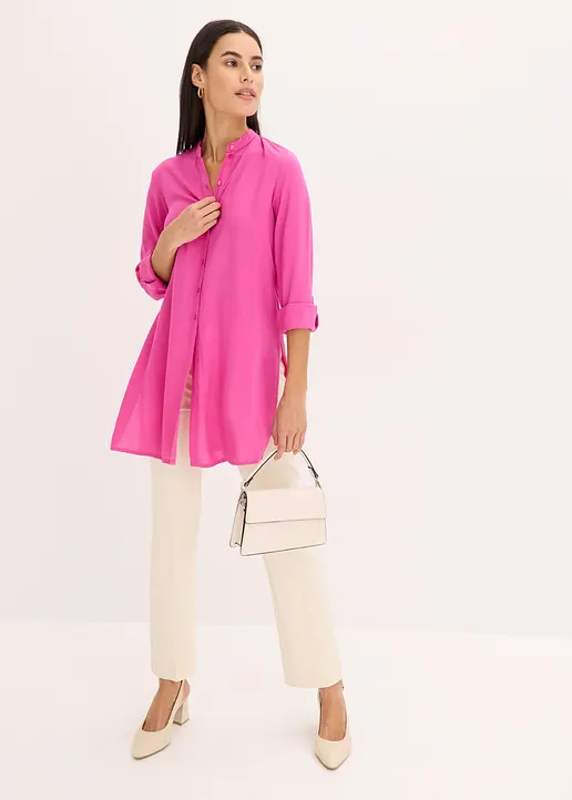Bonprix Stylische Longbluse Mit Schlitzen - Pink - Damen