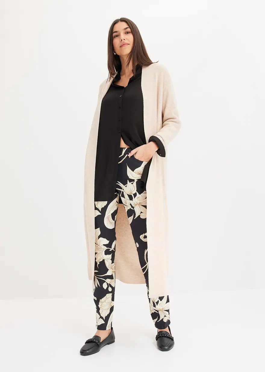 Bonprix Stylische Longbluse Mit Schlitzen - Schwarz - Damen