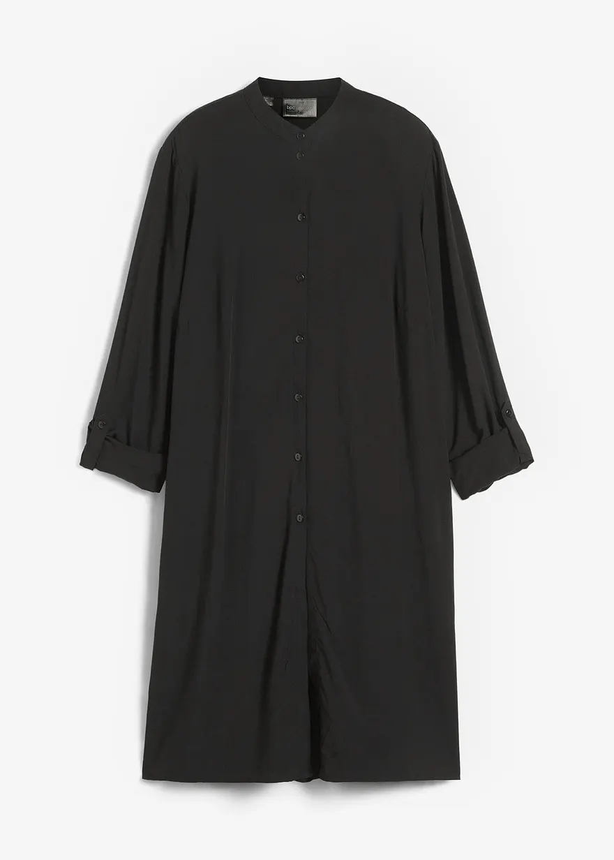 bonprix Stylische Longbluse mit Schlitzen - schwarz - Damen