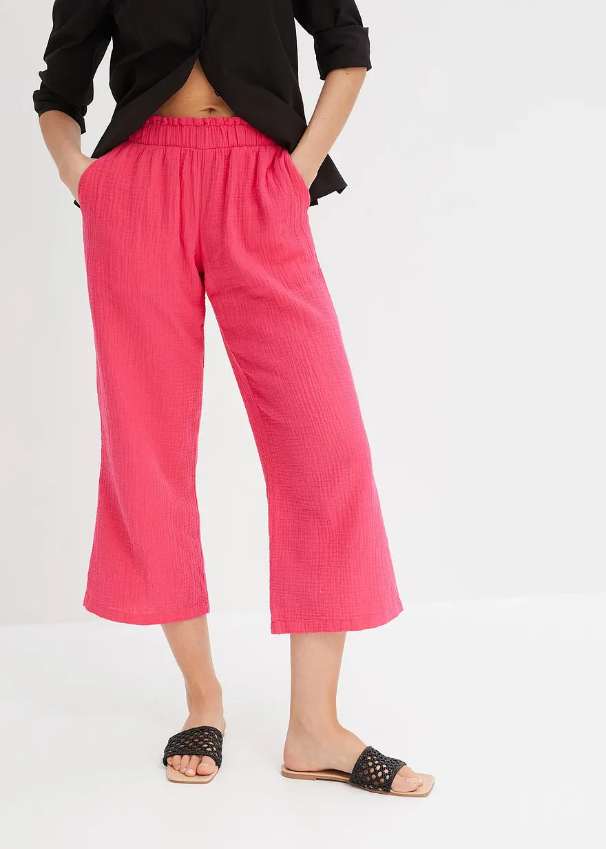Bonprix Stylische Musselin-Culotte Mit Elastischem Bund. - Pink