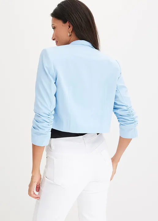 Bonprix Stylischer Blazer Mit Toller Passform Und Gerafften Ärmeln - Blau