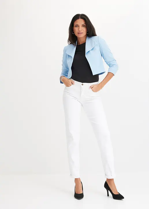 Bonprix Stylischer Blazer Mit Toller Passform Und Gerafften Ärmeln - Blau
