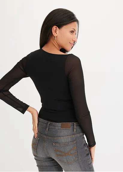 Bonprix Stylischer Body Mit Toller Passform - Schwarz - Damen