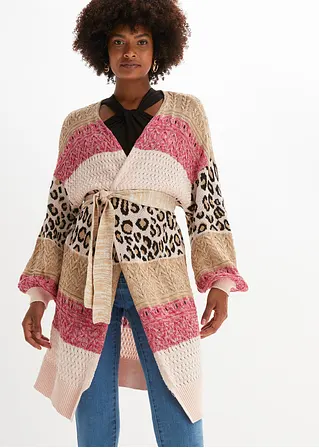 Bonprix Stylischer Cardigan Mit Tollem Bindegürtel - Pink