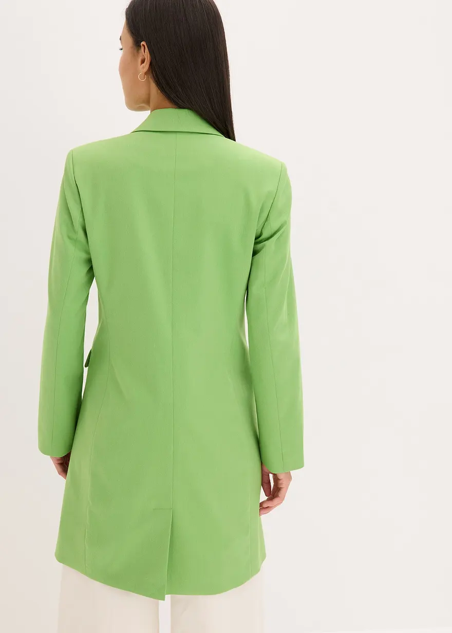 Bonprix Stylischer Longblazer Mit V-Ausschnitt - Grün - Damen