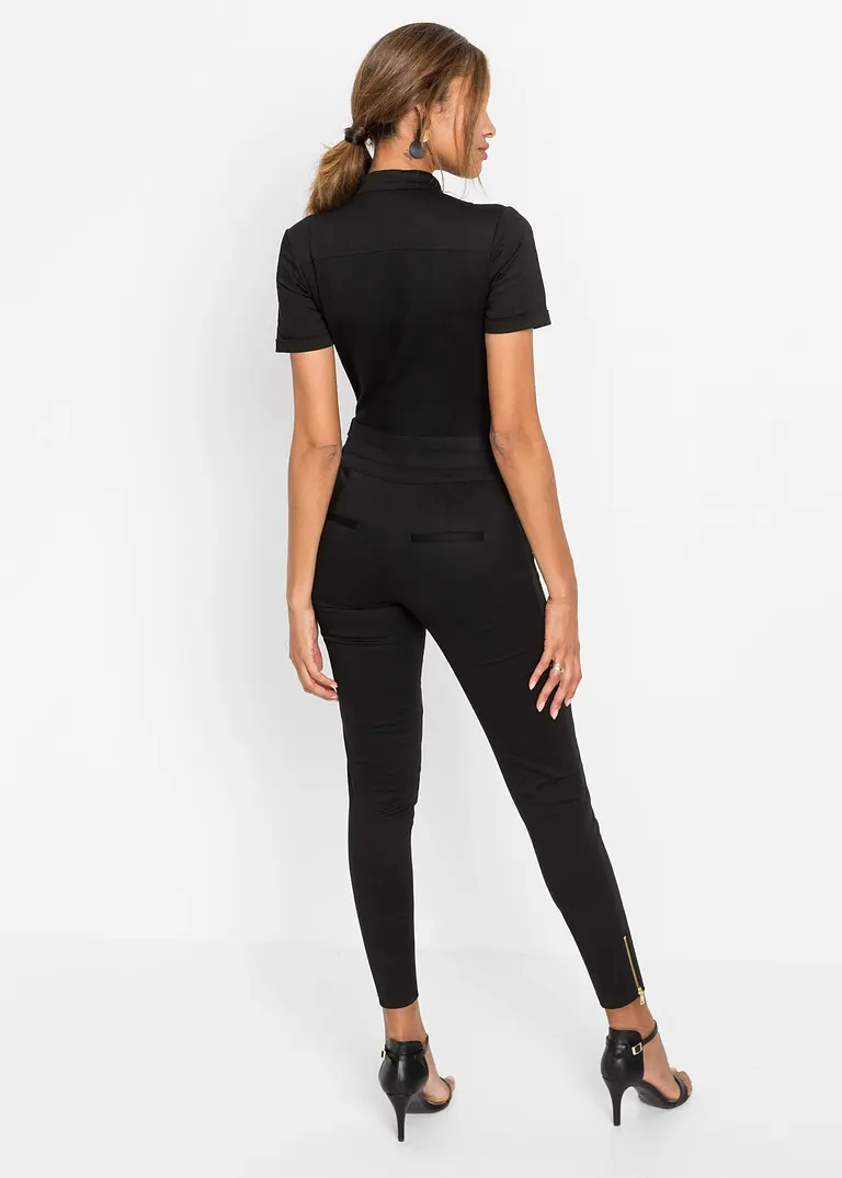 Bonprix Stylischer Overall Mit Reißverschlussdetails - Schwarz