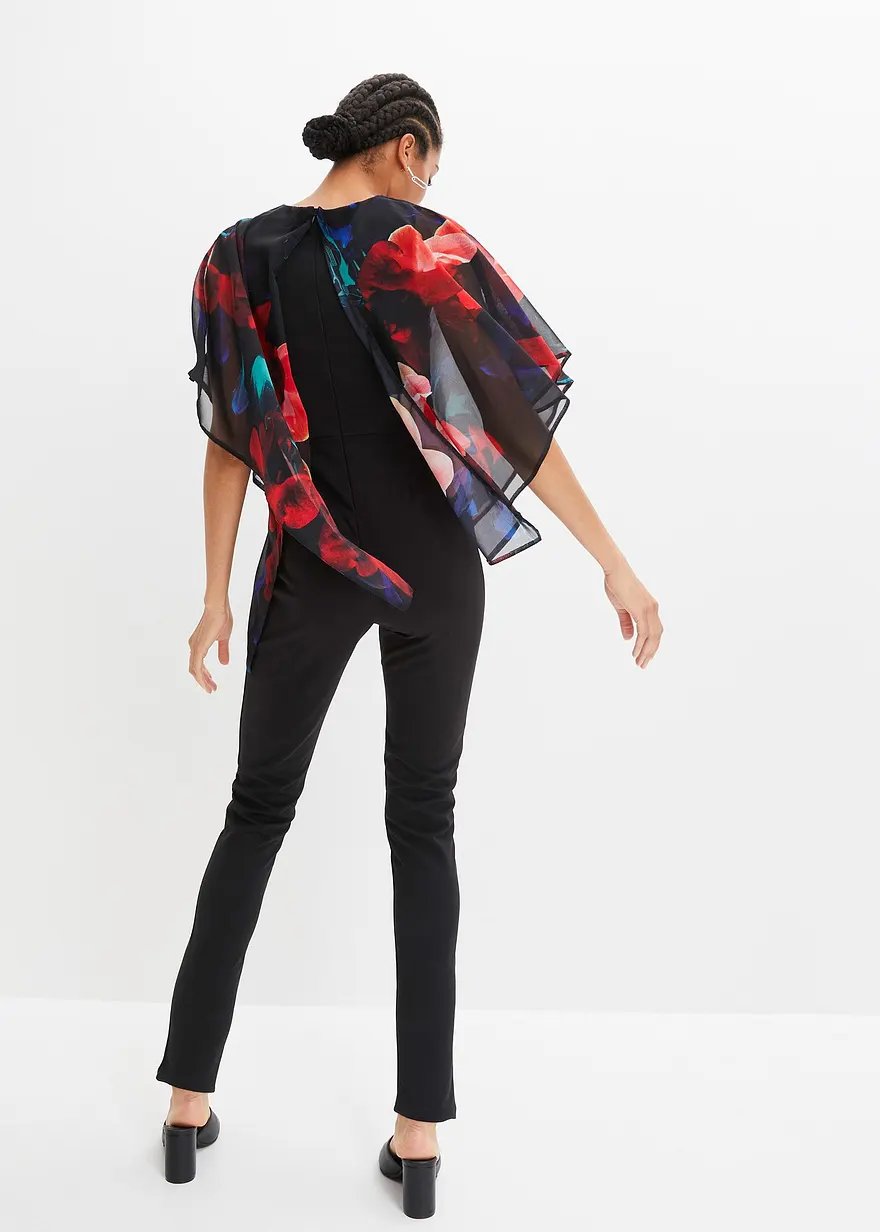 Bonprix Stylischer Overall Mit Überwurf - Schwarz Regular