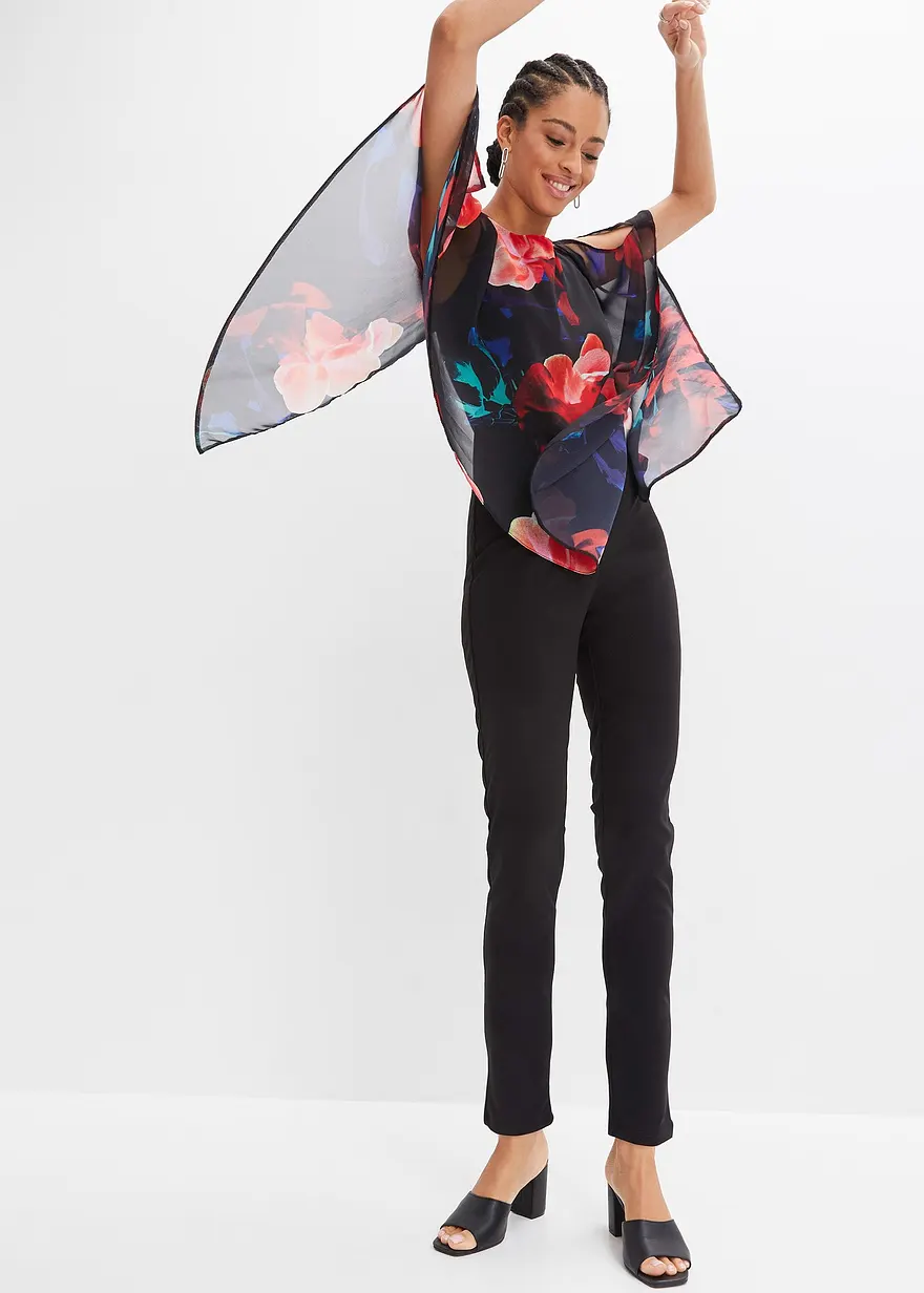 Bonprix Stylischer Overall Mit Überwurf - Schwarz Regular