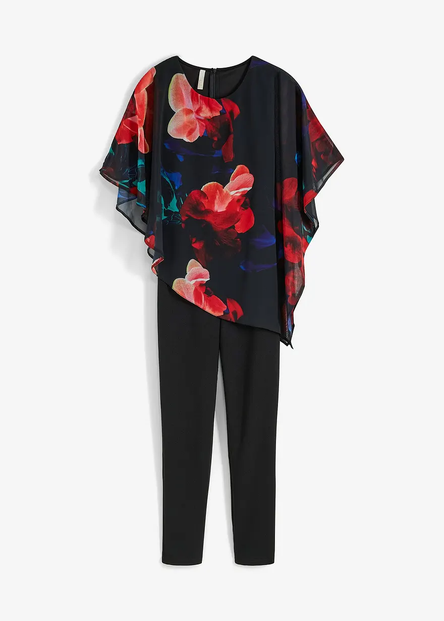 bonprix Stylischer Overall mit Überwurf - schwarz regular