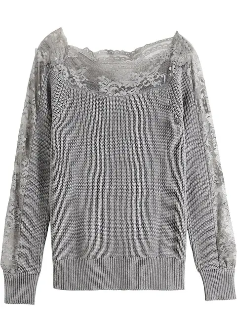 bonprix Stylischer Pullover mit toller Passform - grau - Damen