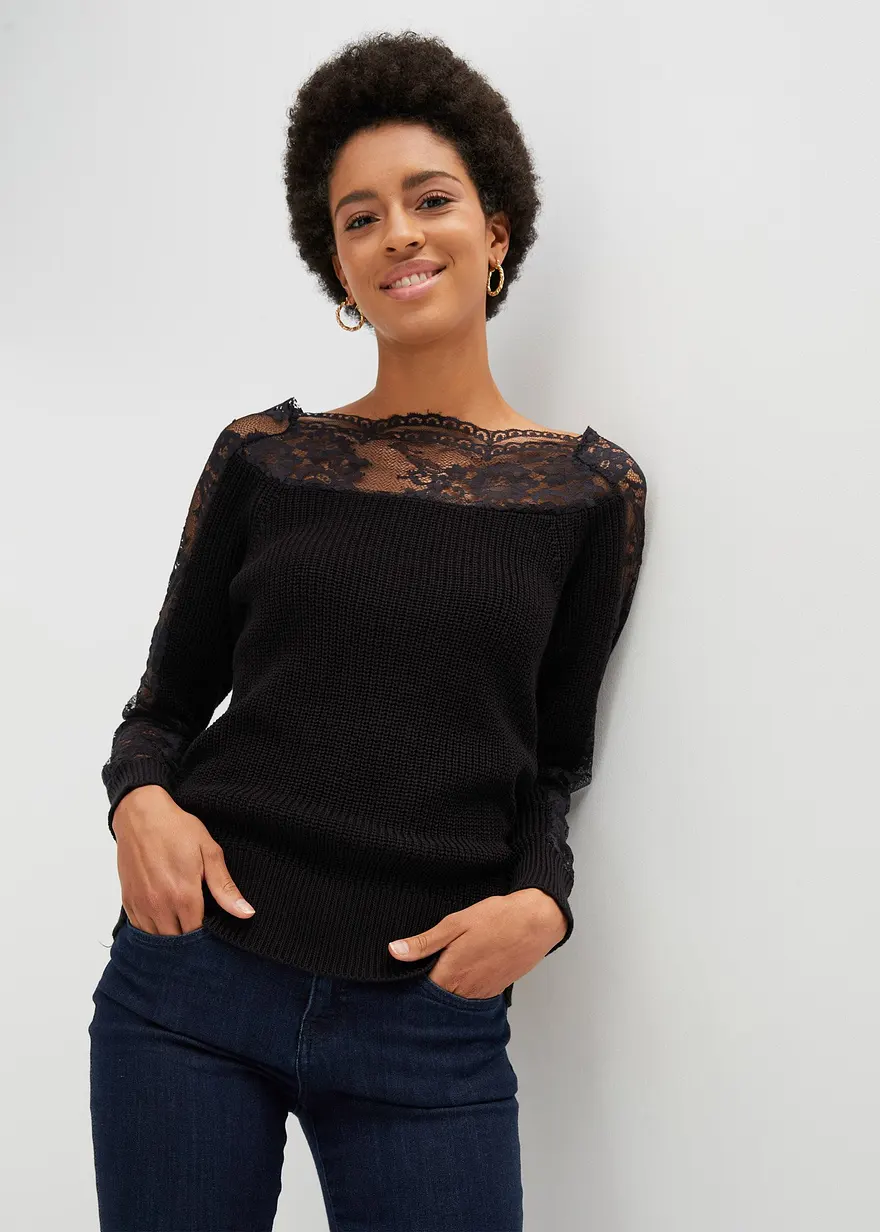 Bonprix Stylischer Pullover Mit Toller Passform - Schwarz