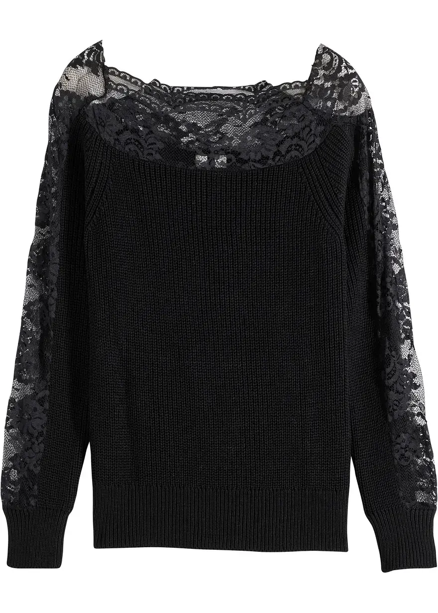 bonprix Stylischer Pullover mit toller Passform - schwarz