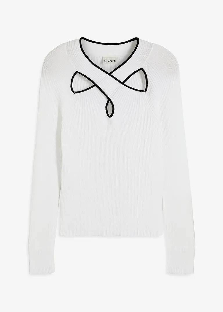bonprix Stylischer Pullover mit toller Passform und Cut-Out - weiß