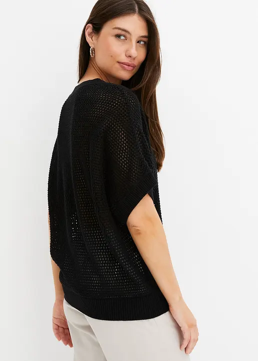 Bonprix Stylischer Pullover Perfekt Zum Darüber Ziehen - Schwarz - Damen
