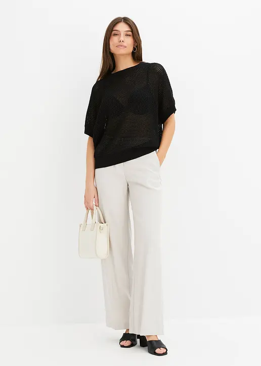 Bonprix Stylischer Pullover Perfekt Zum Darüber Ziehen - Schwarz - Damen