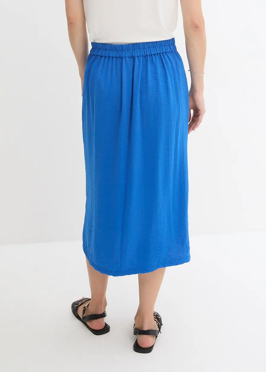 Bonprix Stylischer Rock Mit Seitlichem Schlitz Und Volant - Blau - Damen