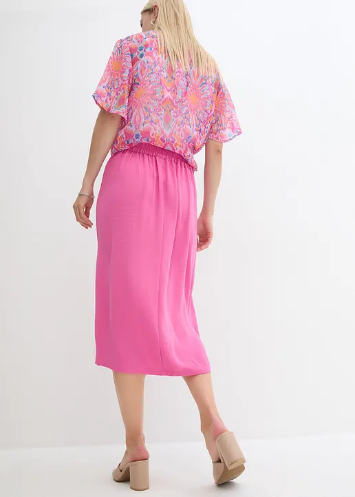 Bonprix Stylischer Rock Mit Seitlichem Schlitz Und Volant - Pink - Damen