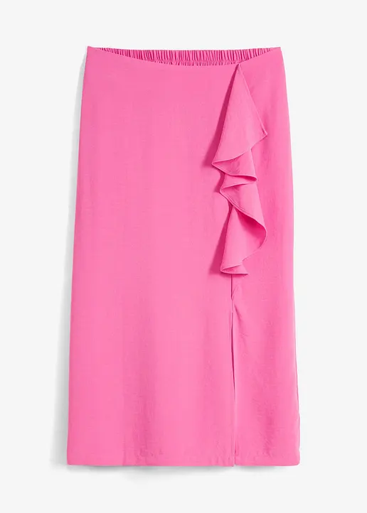 bonprix stylischer Rock mit seitlichem Schlitz und Volant - pink - Damen