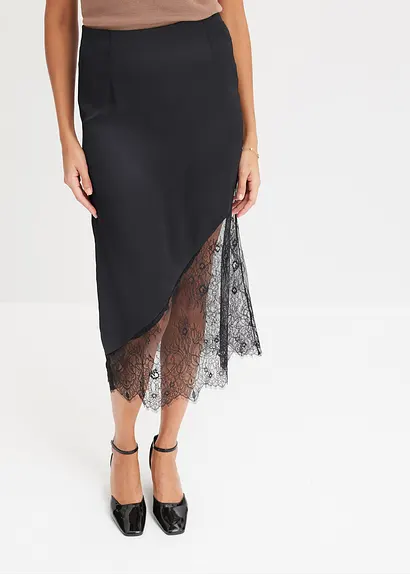 Bonprix Stylischer Rock Mit Toller Passform Und Schöner Spitze - Schwarz