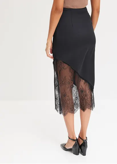 Bonprix Stylischer Rock Mit Toller Passform Und Schöner Spitze - Schwarz