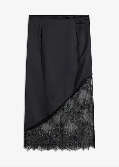 bonprix Stylischer Rock mit toller Passform und schöner Spitze - schwarz