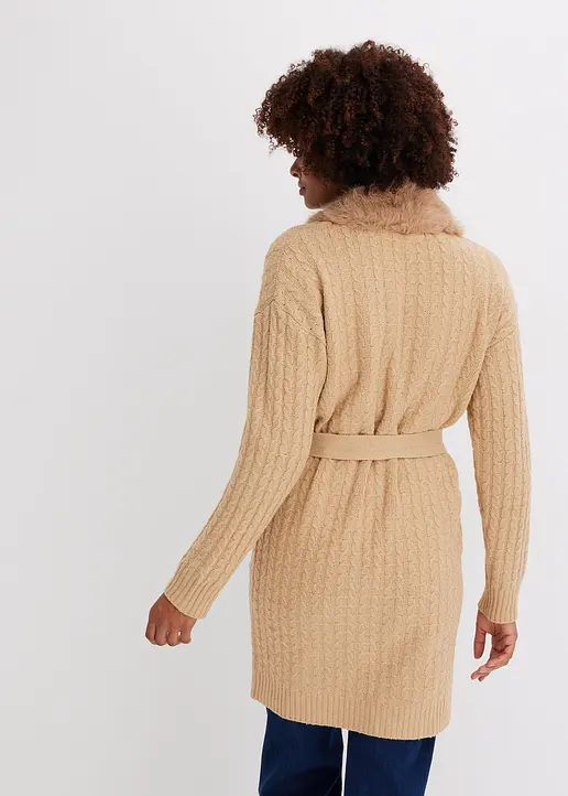 Bonprix Stylischer Strickmantel Mit Tollem Bindeband - Beige