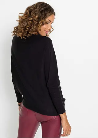 Bonprix Stylischer Strickpullover Mit Ausgestellten Ärmeln - Schwarz