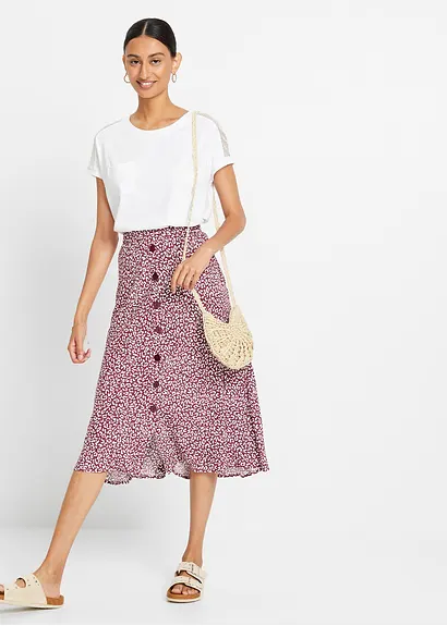 Bonprix Stylischer Viskoserock Mit Aufgesetzten Taschen Und Bequembund