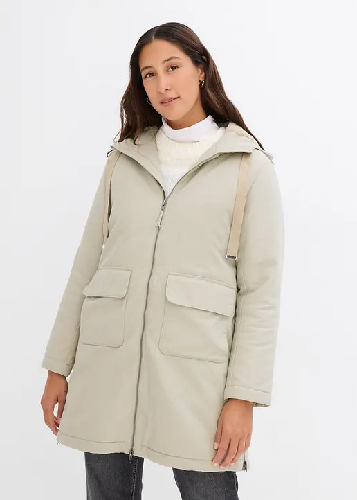 Bonprix Stylischer Winterparker Mit Kapuze Aus Teddyfutter - Beige