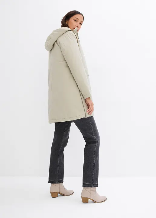Bonprix Stylischer Winterparker Mit Kapuze Aus Teddyfutter - Beige