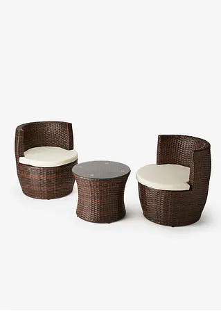 bonprix Stylisches Balkonmöbelset zum platzsparenden Stapeln - braun