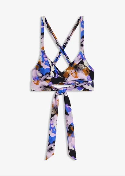 bonprix Stylisches Bikini Oberteil mit tollem Druck und Bindeband - Damen