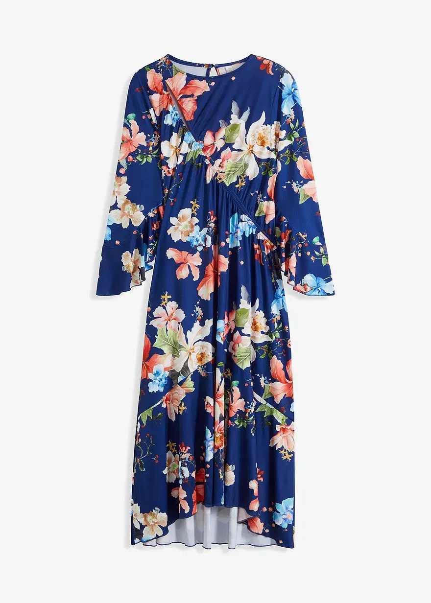 bonprix Stylisches Blümchenkleid mit modernem Schnitt - blau