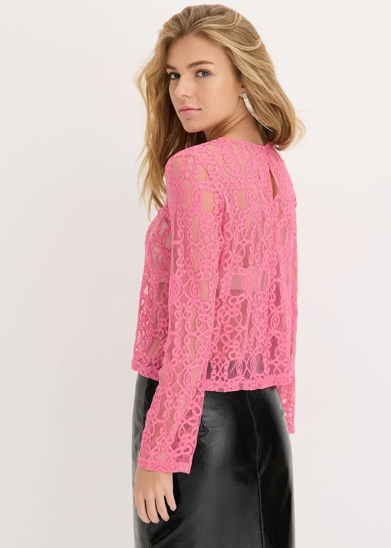 Bonprix Stylisches Blusenshirt Mit Leichter Transparenz - Pink