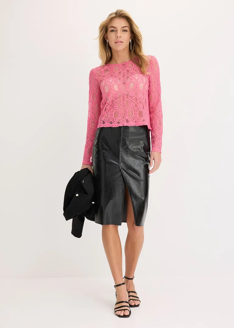 Bonprix Stylisches Blusenshirt Mit Leichter Transparenz - Pink