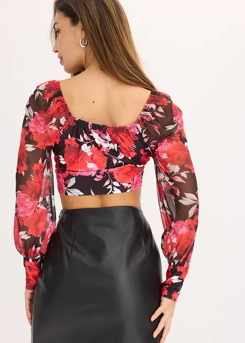 Bonprix Stylisches Blusentop Mit Heartshape Ausschnitt - Schwarz - Damen