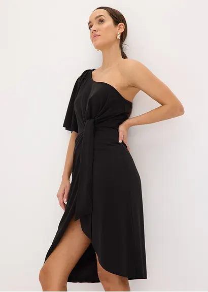 Bonprix Stylisches Kleid In Midilänge - Schwarz - Damen