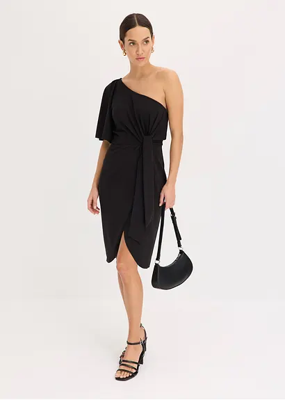 Bonprix Stylisches Kleid In Midilänge - Schwarz - Damen