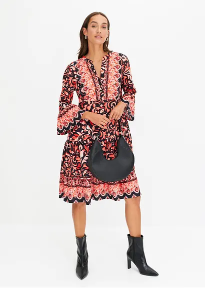 Bonprix Stylisches Kleid Mit Moderner Passform - Schwarz