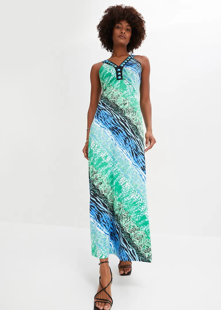 Bonprix Stylisches Kleid Mit Schönem Accessoires - Blau - Damen