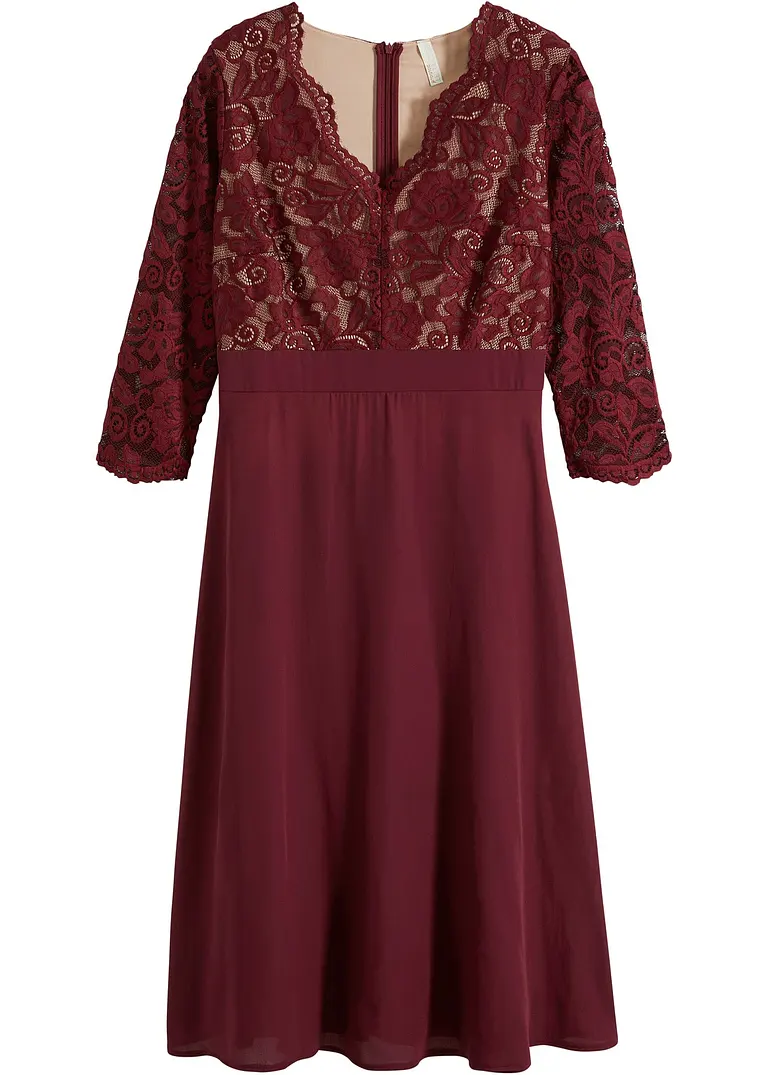 bonprix Stylisches Kleid mit tiefem V-Ausschnitt - rot - Damen