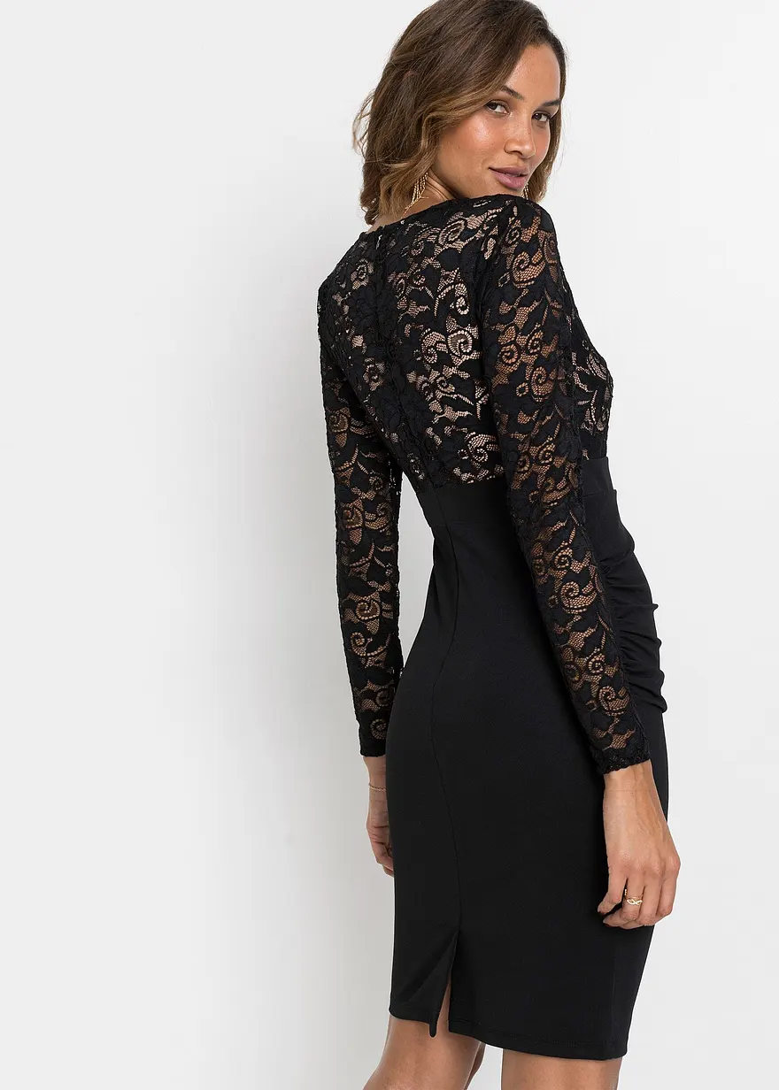 Bonprix Stylisches Kleid Mit Tiefem V-Ausschnitt Und Reißverschluss Hinten