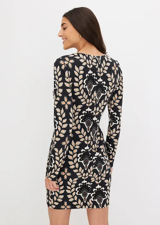 Bonprix Stylisches Kleid Mit Toller Passform - Schwarz - Damen