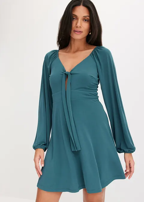 Bonprix Stylisches Kleid Mit Toller Passform Und Cut-Out Vorne - Petrol