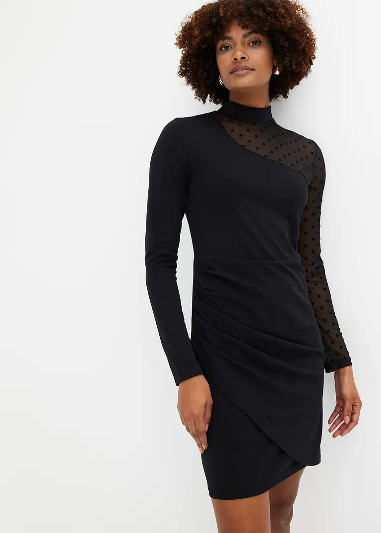 Bonprix Stylisches Kleid Mit Toller Passform Und Mesh - Schwarz