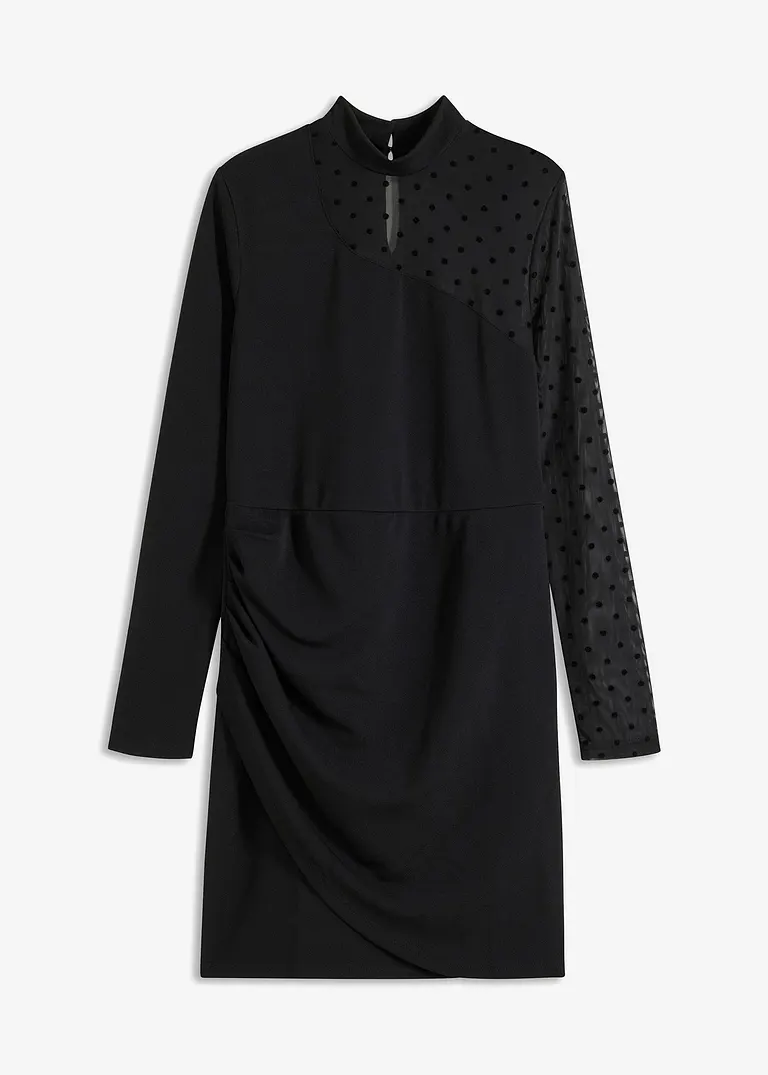 bonprix Stylisches Kleid mit toller Passform und Mesh - schwarz