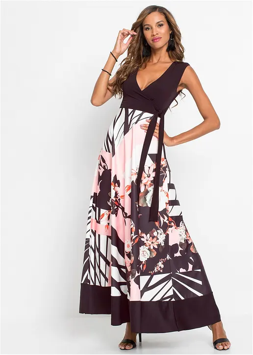 Bonprix Stylisches Kleid Mit Weitem Rock - Schwarz - Damen