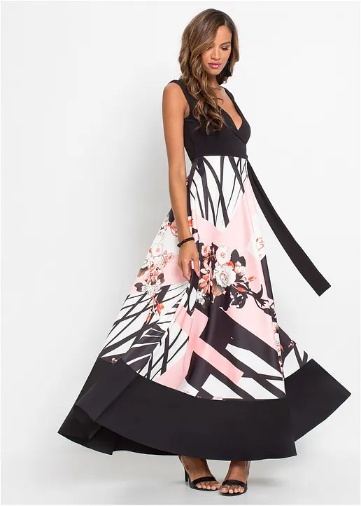 Bonprix Stylisches Kleid Mit Weitem Rock - Schwarz - Damen