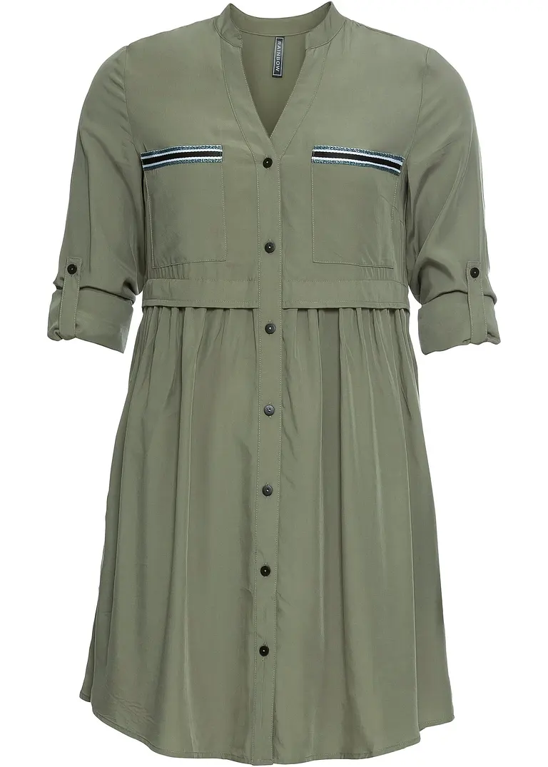 bonprix Stylisches Langarm-Kleid im angesagten Hemdblusen-Stil - grün